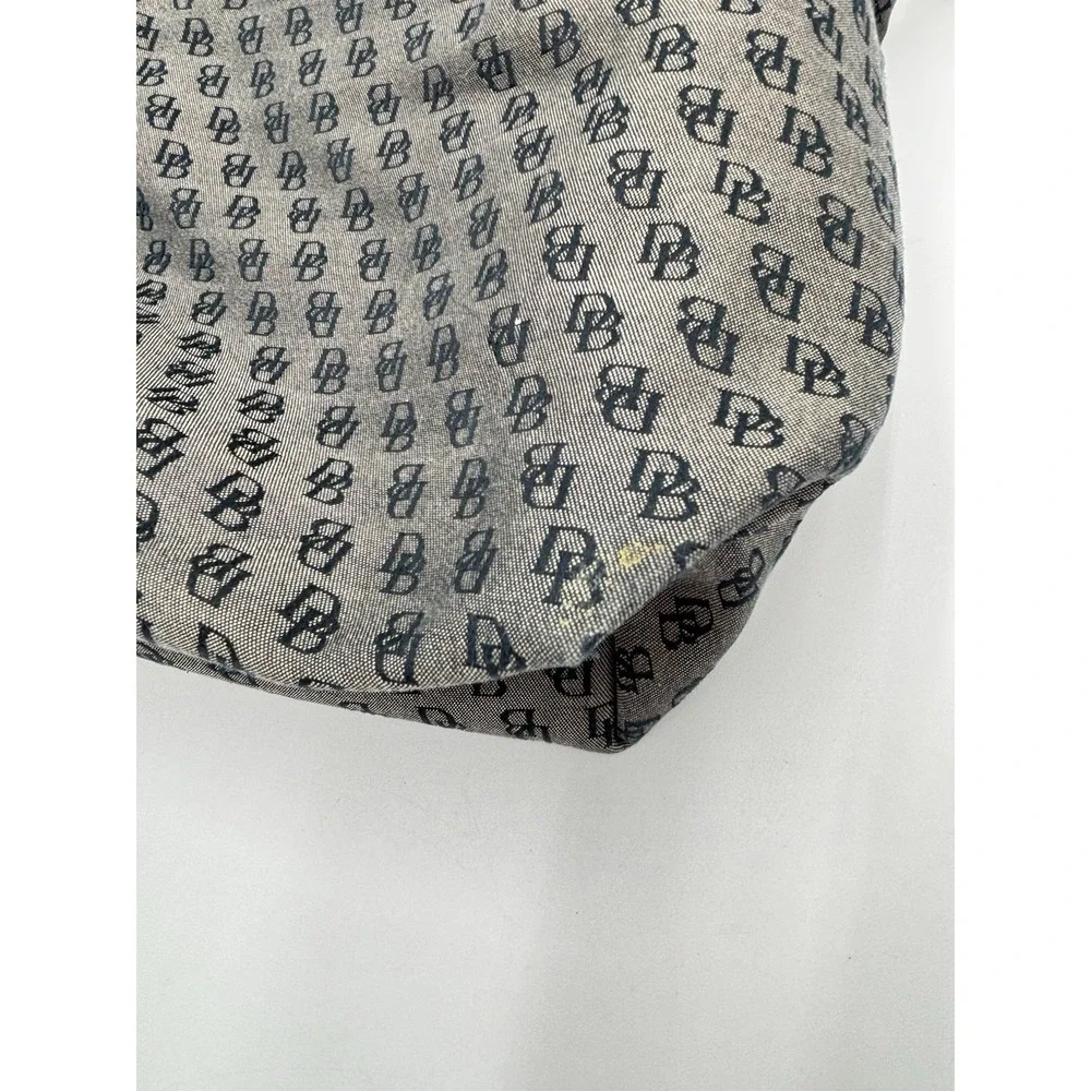 Dooney & Bourke DB Monogram Jacquard Hobo Shoulder Bag Black Leather Y2K
